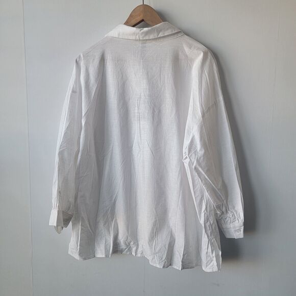stylewe fashin shrit womens size xl  white button up linen blend - Picture 2 of 8